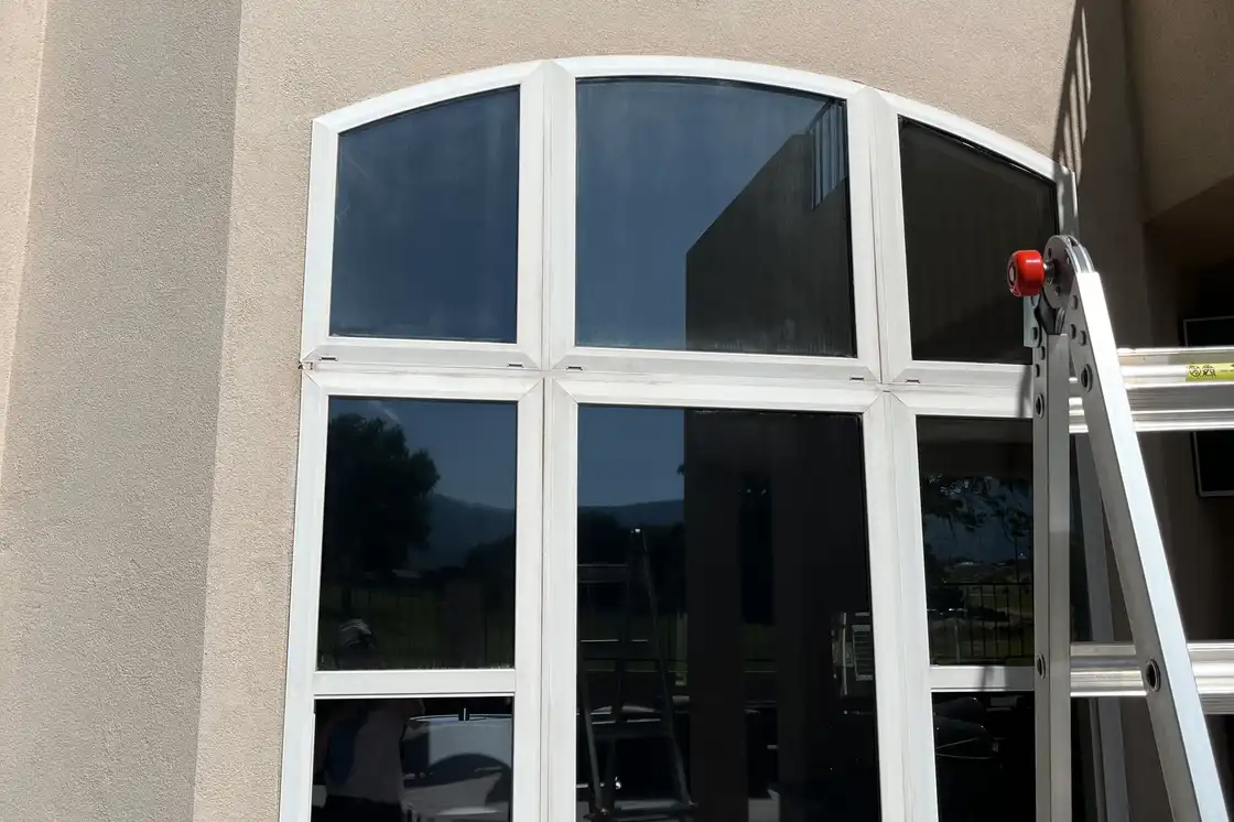 Post-construction window cleaning on a new build